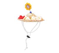 Pet Woven Straw Hat Cute Handcrafted Adjustable Summer SunShading Cap for Dogs and Cats Natural Straw Breathable Comfortable Outdoor Photo Prop (M)