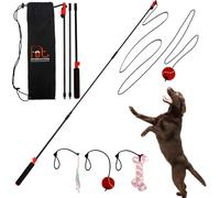PET Wrangler 2.0 - Upgraded Flirt Pole for Dogs, Interactive Dog Toy with Reinforced 50" Pole &10ft Cord, Creates Extended Play Area, 3 Changeable Lures for Training, Exercise, & Enrichment