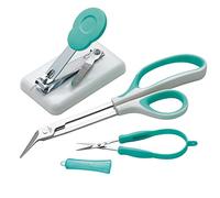 PETA Easi-Grip Nail Set, Comes with Non-Slip Table Nail Clippers with Intergral Nail File, Nail Scissors, Cuticle Scissors, and Pouch, Ideal for Anyone with Weak Hands, Poor Grip or Tremors