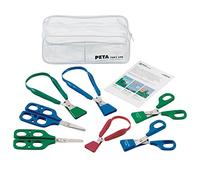 PETA Essentials Scissors Kit, 7 Stainless Steel Scissors with Ergonomic Grip, for Children Needing Assistance with Scissor Skill Development, for Learning and Educational Purposes