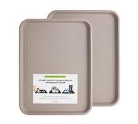 PETABBY Boot Tray 2 Packs All Seasons Multi-Purpose, Waterproof Boot Trays for Entryway Indoor & Outdoor, Non-Slip Shoe Tray, 16.7"x12.8",Tan