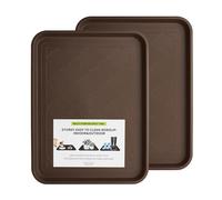 PETABBY Boot Tray 2 Packs All Seasons Multi-Purpose, Waterproof Boot Trays for Entryway Indoor & Outdoor, Non-Slip Shoe Tray, 16.7"x12.8",Brown