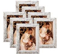 PETAFLOP 7x5 Photo Frames Set of 7, Distressd White Frames Display 5 by 7 Inch Picture for Wall or Tabletop