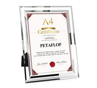 PETAFLOP A4 Photo Frame Glass Certificate Frame Document Frame Diploma Graduation, silver, 8.3 x 11.7 inch