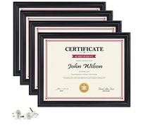 PETAFLOP Certificate Frames 8.5x11 Photo Frame Black Picture Frame Wall and Tabletop Mounting Type Pack of 4
