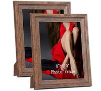 PETAFLOP Rustic Picture Frame 10x8 Inch Set of 2, Wall and Table Picture Frames, Brown
