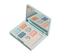 Petal 7-Colour Eyeshadow Palettes Pearlescent Blue Green Earth Colour Makeup Suitable for All Skin Types Red Eyeshadow Halloween (D, One Size)