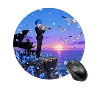 Petal Dance Anime Mouse Pad Round Laptop Mouse Mat Cute Computer Mousepad Keyboard Pad Non-Slip Desk Pads for Gaming Office Work Home