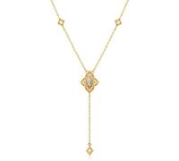Petal Lace Natural Opal Necklace S925 Plated 9K Yellow Long Costume