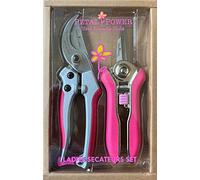 Petal Power Premier Ladies Gardening Secateurs Set - 7” Razor Sharp Bypass & Trimmer Ladies Secateurs - Perfect Gardening Gift for Women. (Pink)
