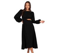 Petal & Pup Women's Ginnee Puff Sleeve Cutout Midi Dress-Black