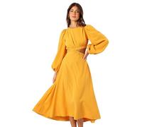 Petal & Pup Women's Ginnee Puff Sleeve Cutout Midi Dress-Mustard
