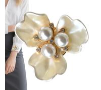 Petal Shaped Button Cover - Floral Pearl Brooch for Shirts | Three-Petal Pearl Cufflink Decoration for Women's Shirts and Dresses, Exquisite Sewing DIY Fashion Accessory for Weddings and Coats