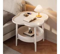 Petal-Shaped End Table for Living Room Double-Layer Storage Side Table for Couch & Bedroom Modern Concave Design Stylish Furniture with Versatile Use