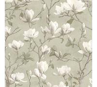 Petalina Sage Wallpaper - Floral Flowers Botanical - Traditional Classic Luxury Textured Italian Vinyl