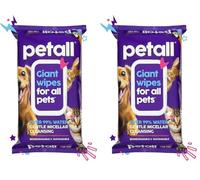 petall Extra Large Thick Hypoallergenic Biodegradable Pet Wipes - Fragrance Free With Aloe - For Dogs, Puppies, Cats & All Pets - 50 Wipes (Pack of 2)