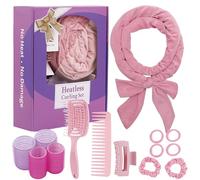 PetalPursuit Heatless Curls Headband, Hair Rollers for Heatless Curls, 70"" Velvet Heatless Curlers for Women Girls Overnight Curls, No Heat Hair Curlers to Sleep In - Pink