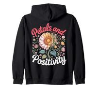 Petals and Positivity Sunflower Floral Botanical Zip Hoodie