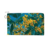 Petals and Yellow Flowers Coin Purse Small Wallets with Zippered Key Ring Cute Wallet