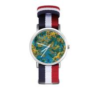 Petals and Yellow Flowers Wrist Watches for Men Women Casual Braided Strap Easy Reader for Work Workout