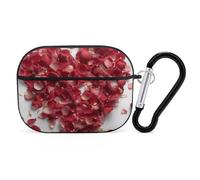 Petals Form Heart Shape for Airpod Pro Case Cover Hard Shell Full Drop Protection Cover with Keychain Compatible with AirPod Pro 2nd/1st Generation, Front LED Visible,Black