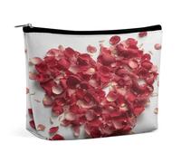 Petals Form Heart Shape Travel Makeup Bag Large Toiletry Bag for Women Waterproof Cosmetic Bags for Purse Portable Makeup Organizer Bags Cute Zipper Pouch Cosmetic Pouch Funny Travel Makeupbag
