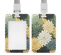 Petals Garden Leaves Badge Holder with Lanyard - Waterproof Hard Plastic ID Card Holder Professional Name Tag Vertical ID Card Name Badge for Office Nurse Doctor Teacher