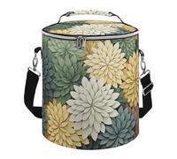 Petals Garden Leaves Lunch Bag, 15L Portable Leakproof Picnic Basket with Shoulder Strap, Insulated Picnic Cooler Bag for Camping, Beach, Hiking & Groceries
