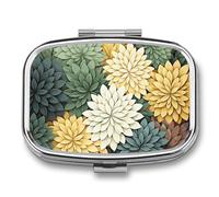 Petals Garden Leaves Pill Box 2 Compartment - Small Metal Medicine Organizer Portable Pill Case for Purse Pocket Travel Vitamin Organizer for Men Women, BPA-Free