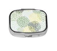Petals Garden Leaves Print Pill Box 2 Compartment Medicine Pill Case,Portable for Pocket Or Purse Pill Box Decorative Metal Medicine Organizer