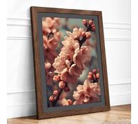 Petals in Bloom Botanical Framed Wall Art Print A2 (59.4×42cm) Walnut, Wall Decor for Living Room, Bedroom, Office & Home, Ready to Hang, Art Gift