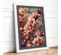 Petals in Bloom Botanical Framed Wall Art Print A2 (59.4×42cm) White, Wall Decor for Living Room, Bedroom, Office & Home, Ready to Hang, Art Gift