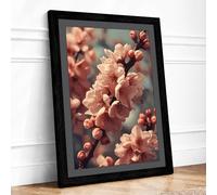 Petals in Bloom Botanical Framed Wall Art Print A3 (42×29.7cm) Black, Wall Decor for Living Room, Bedroom, Office & Home, Ready to Hang, Art Gift