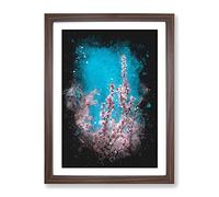 Petals Of Pink Cherry Blossom Tree Paint Splash Modern Framed Wall Art Print, Ready to Hang Picture for Living Room Bedroom Home Office Décor, Walnut A2 (64 x 46 cm)