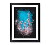 Petals Of Pink Cherry Blossom Tree Paint Splash Modern Framed Wall Art Print, Ready to Hang Picture for Living Room Bedroom Home Office Décor, Black A3 (34 x 46 cm)