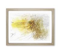 Petals Of The Yellow Sunflower Sketch Modern Art Framed Print | A2 Oak Framed Wall Art | Ready to Hang | Modern Floral Picture | Living Room Bedroom Lounge Office