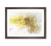 Petals Of The Yellow Sunflower Sketch Modern Art Framed Print | A4 Walnut Framed Wall Art | Ready to Hang | Modern Floral Picture | Living Room Bedroom Lounge Office
