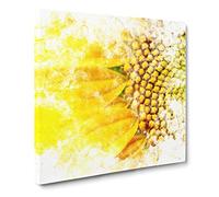 Petals of the Yellow Sunflower Watercolour Canvas Print | Gallery Wrapped 30mm Frame Wall Art | 14x14 inches | Ready to Hang | Modern Floral Picture | Living Room Bedroom Lounge Office