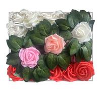 Petalscentusia Artificial Roses 25 pcs Fake Roses with Stems and 20 Leaves Foam Latex for Wedding Bouquets, Valentine's Day, Home Décor, and Party Decorations (Series A Roses)
