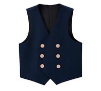 Petalum Toddler Boys Double Breasted Formal Suit Vest Gentleman Wedding Outfits Solid Color Lightweight Waistcoat for Birthday Party Church
