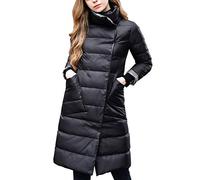 Petalum Women Warm Thickened Long Down Jacket Outerwear Reversible Winter Parka Puffer Coat Black