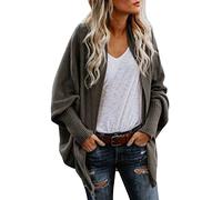 Petalum Women's Cardigan Sweaters Batwing Sleeve Shawl Solid Color Open Front Oversized Knit Wrap Ponchos Capes