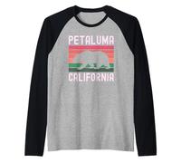 Petaluma California Retro Bear Vintage Sonoma County 707 Raglan Baseball Tee