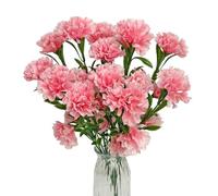 PetalUp 28 Heads Artificial Pink Carnations, 2 Bunches | 43 cm Large Fake Carnation, Realistic Faux Silk Flowers for Autumn, Farmhouse, Home, Thanksgiving Party, Garden Decorations