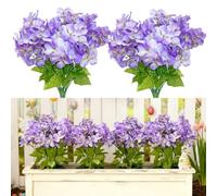 Petalup Artificial Purple Hydrangeas, 2 Bundles 7 Heads per Bunch