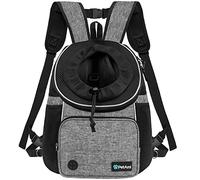 PetAmi Adjustable Cat & Dog Chest Carrier Backpack, Ventilated for Hiking & Camping, Max 15 lbs, Gray