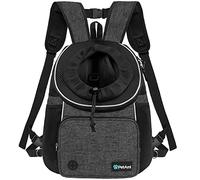 PetAmi Adjustable Dog & Cat Chest Carrier Backpack, Ventilated for Hiking & Camping, Small to Large Pets, Max 15 lbs, Dark Gray
