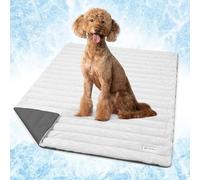 PetAmi Cooling Mat for Dog, Premium Pet Cooling Blanket for Crate Kennel, Indoor Cat Cool Sleeping Pad, Q-MAX Cold Sofa Couch Cover for Summer, Gray/Light Grey, Large (40x60)