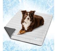 PetAmi Cooling Mat for Dog, Premium Pet Cooling Blanket for Crate Kennel, Indoor Cat Cool Sleeping Pad, Q-MAX Cold Sofa Couch Cover for Summer, Gray/Light Grey, Small (24x32)