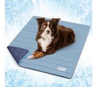 PetAmi Cooling Mat for Dog, Premium Pet Cooling Blanket for Crate Kennel, Indoor Cat Cool Sleeping Pad, Q-MAX Cold Sofa Couch Cover for Summer, Navy/Dusty Blue, Medium (29x40)
